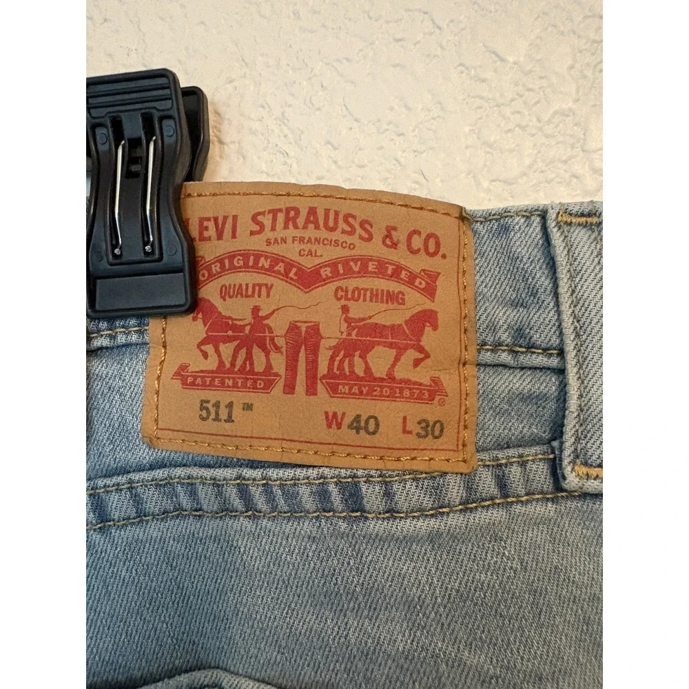 Men's Levi's 511 Slim Fit Light Blue Denim Jeans Taper Size 40 x 30